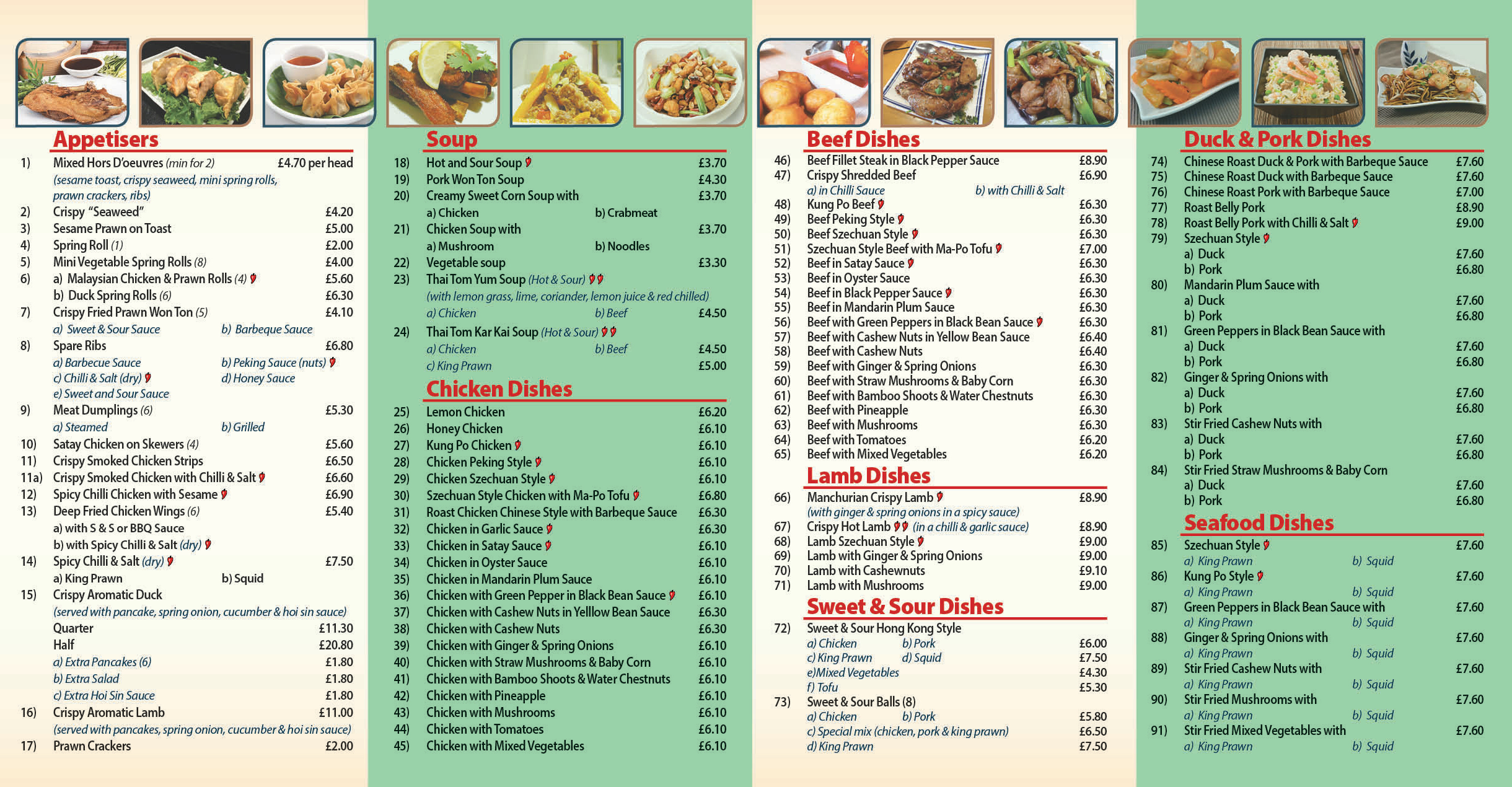 Peking Take Away Menu Page One